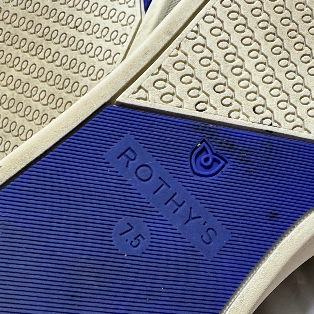 Rothy's Olive Slip-On Shoes with Blue Trim - Picture 6 of 16